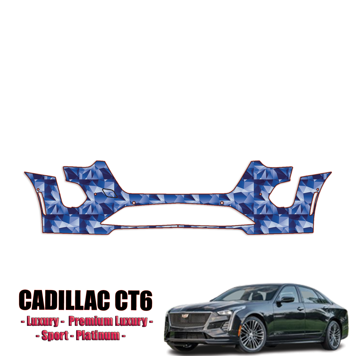 2019-2024 Cadillac CT6 – Luxury, Premium Luxury, Sport, Platinum Precut Paint Protection Kit – Front Bumper