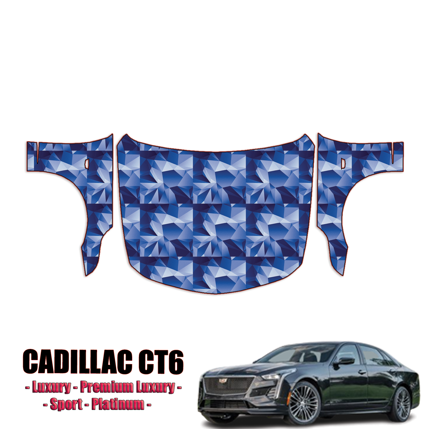 2019-2023 Cadillac CT6 – Luxury, Premium Luxury, Sport, Platinum Precut Paint Protection Kit – Full Hood + Fenders