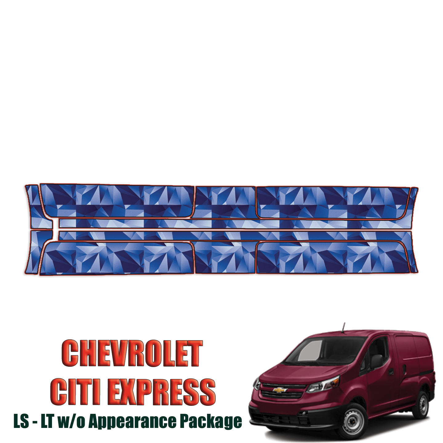 2015-2023 Chevrolet City Express – LS, LT w/o Appearance Package Precut Paint Protection Kit – Rocker Panels