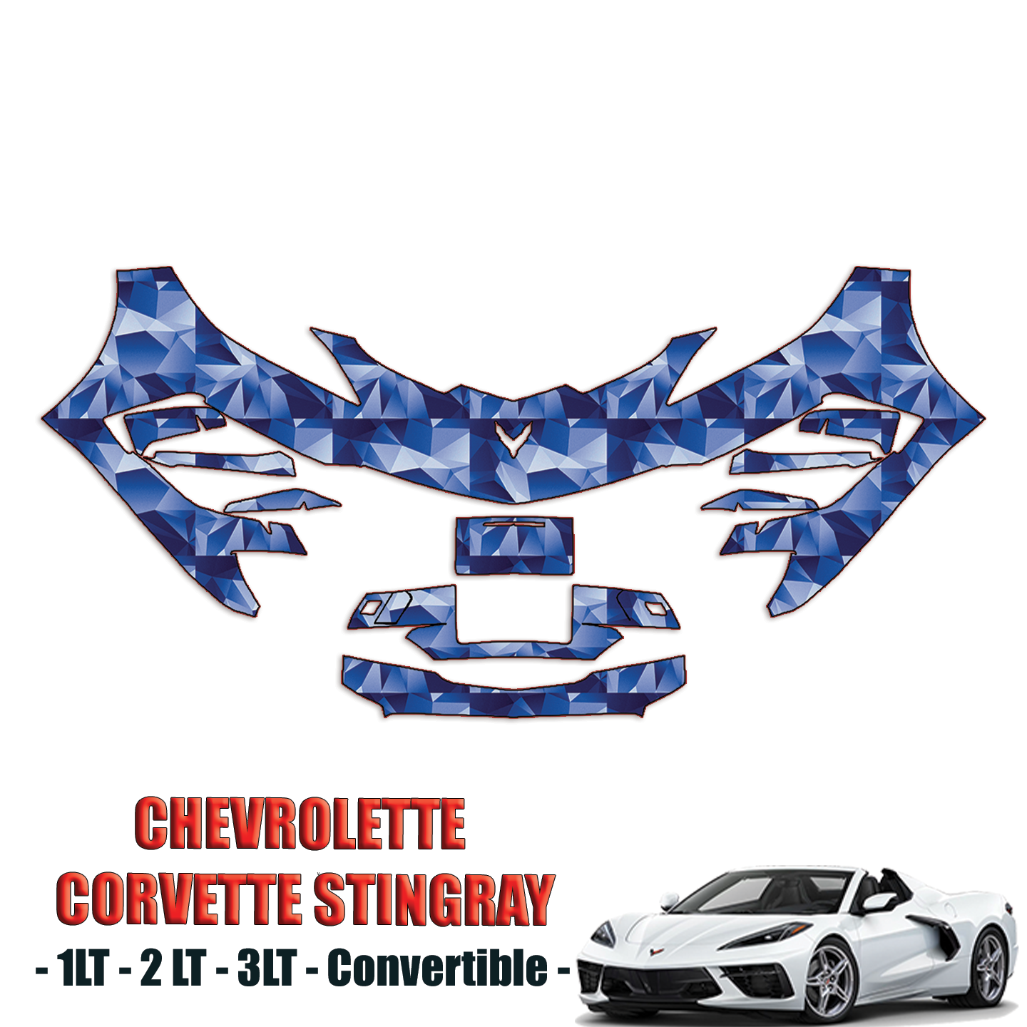 2020-2024 Chevrolet Corvette Stingray Convertible – Precut Paint Protection PPF Kit – Front Bumper