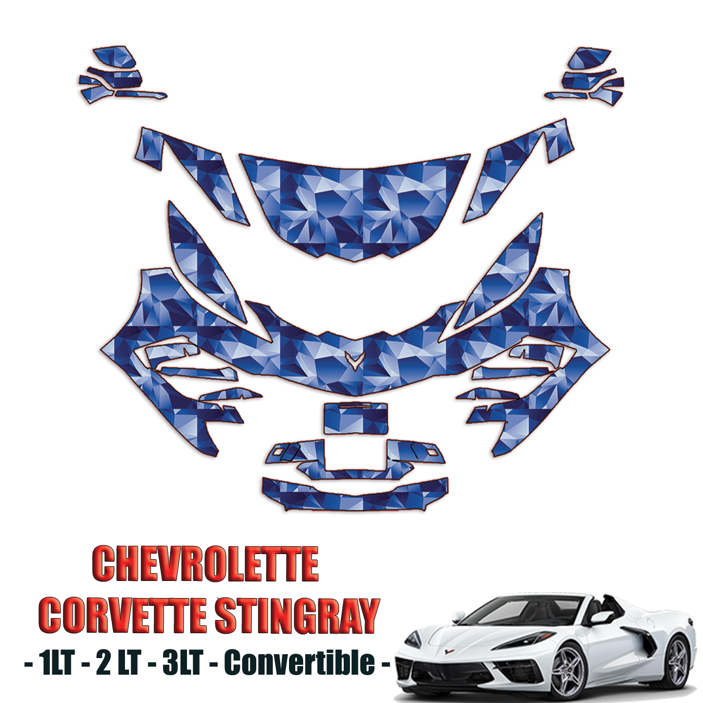 2020-2024 Chevrolet Corvette Stingray Convertible Pre Cut Paint Protection PPF Kit – Partial Front