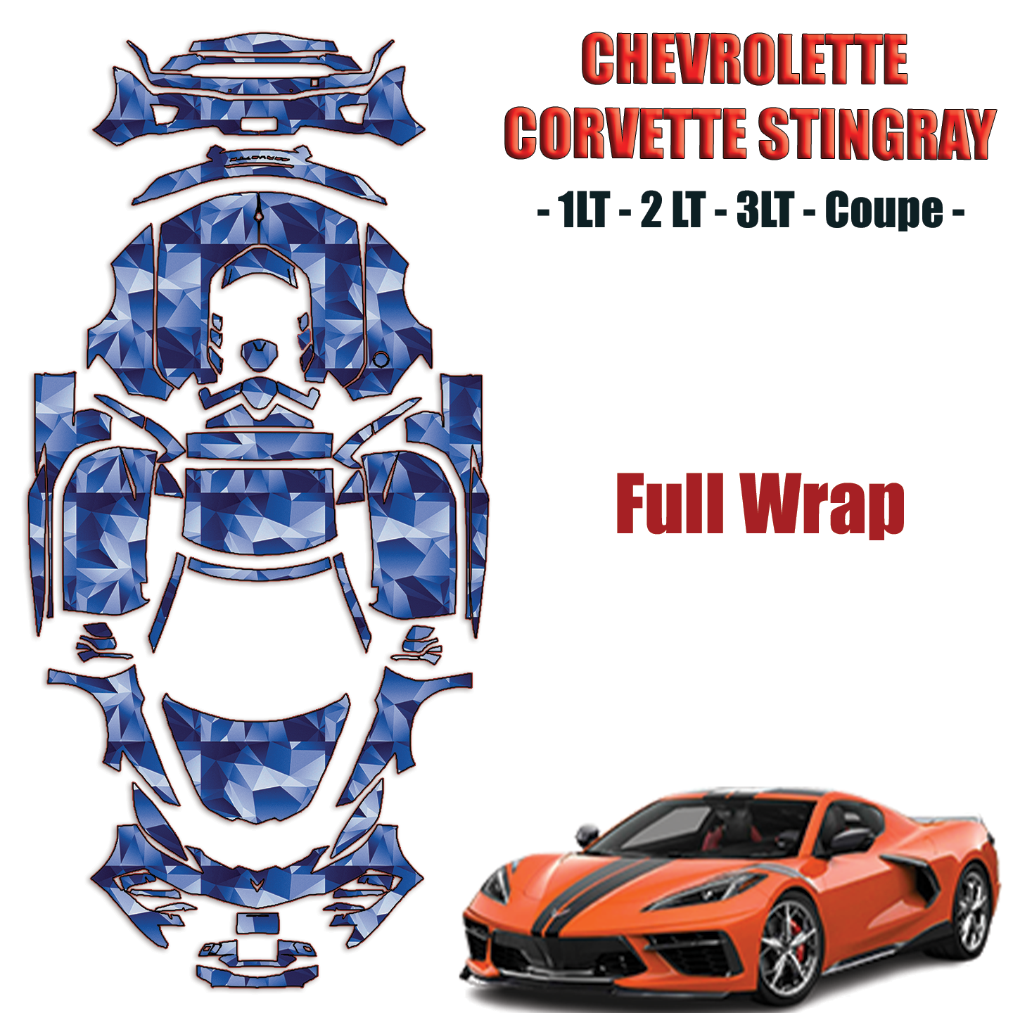  2020-2024 Chevrolet Corvette Stingray Coupe Precut Paint Protection PPF Kit – FULL WRAP VEHICLE