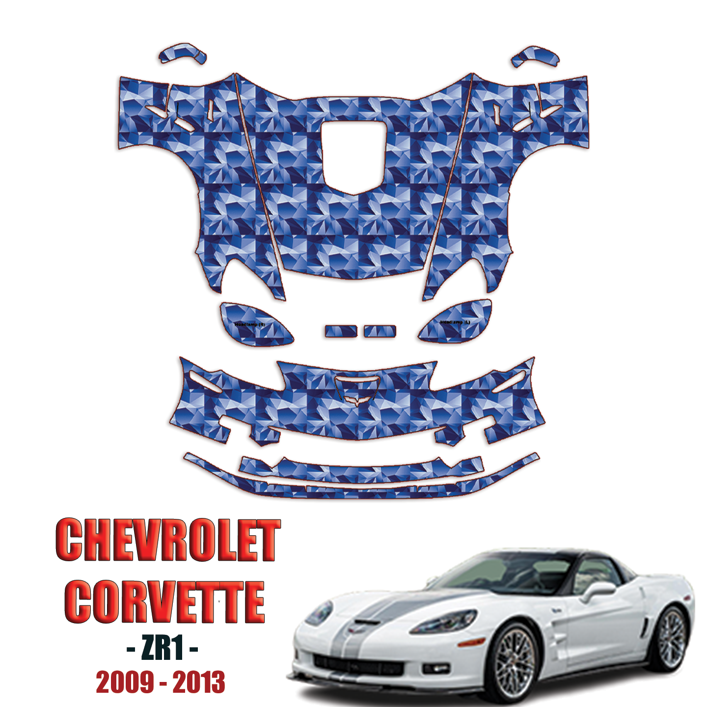 2009-2013 Chevrolet Corvette ZR1 Precut PPF Paint Protection Kit – Full Front