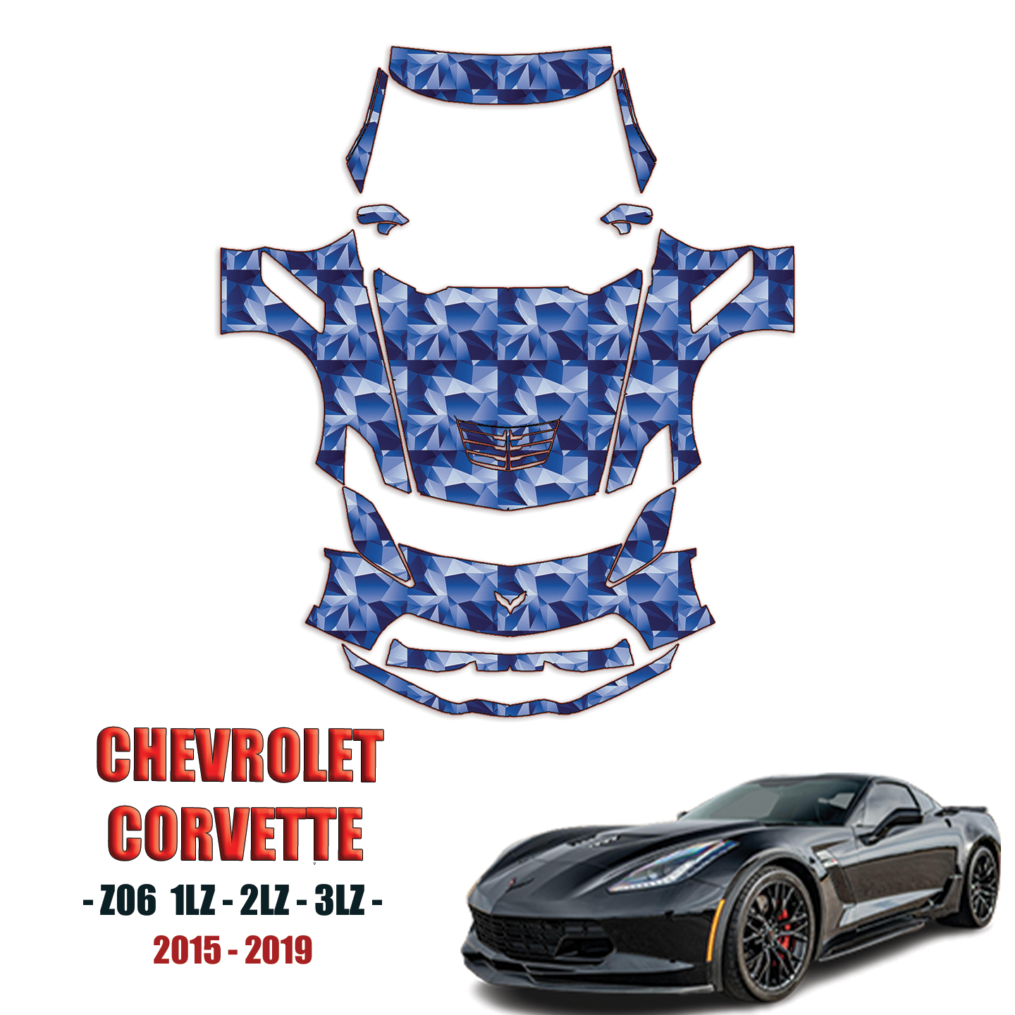 2015-2019 Chevrolet Corvette Z06 Precut Paint Protection Kit – Full Front + A Pillars + Rooftop