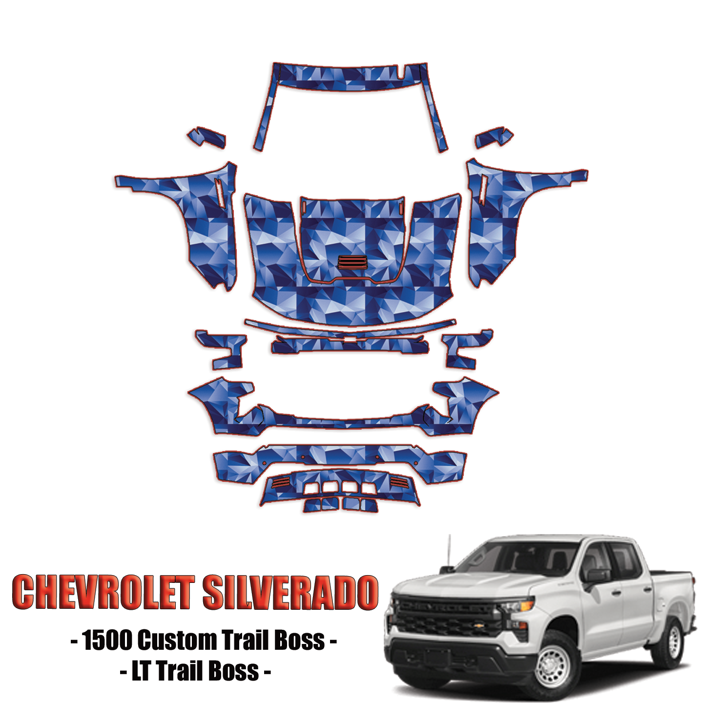 2022-2024 Chevrolet Silverado 1500 Pre Cut Paint Protection PPF Kit – Full Front + A Pillars + Rooftop