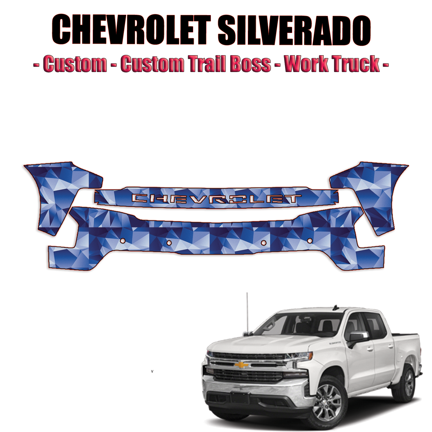 Chrome Front Bumper Cover Trims For 2019-2022 Chevy Silverado (2022 LTD) – Self-Adhesive