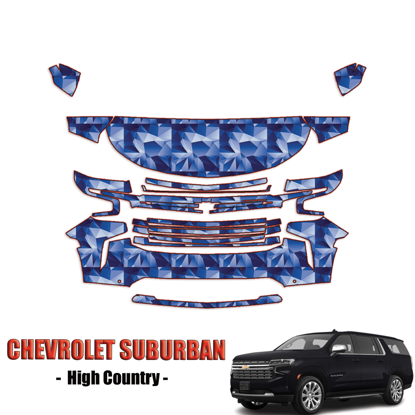 2021-2024 Chevrolet Suburban – High Country Precut Paint Protection Kit – Partial Front