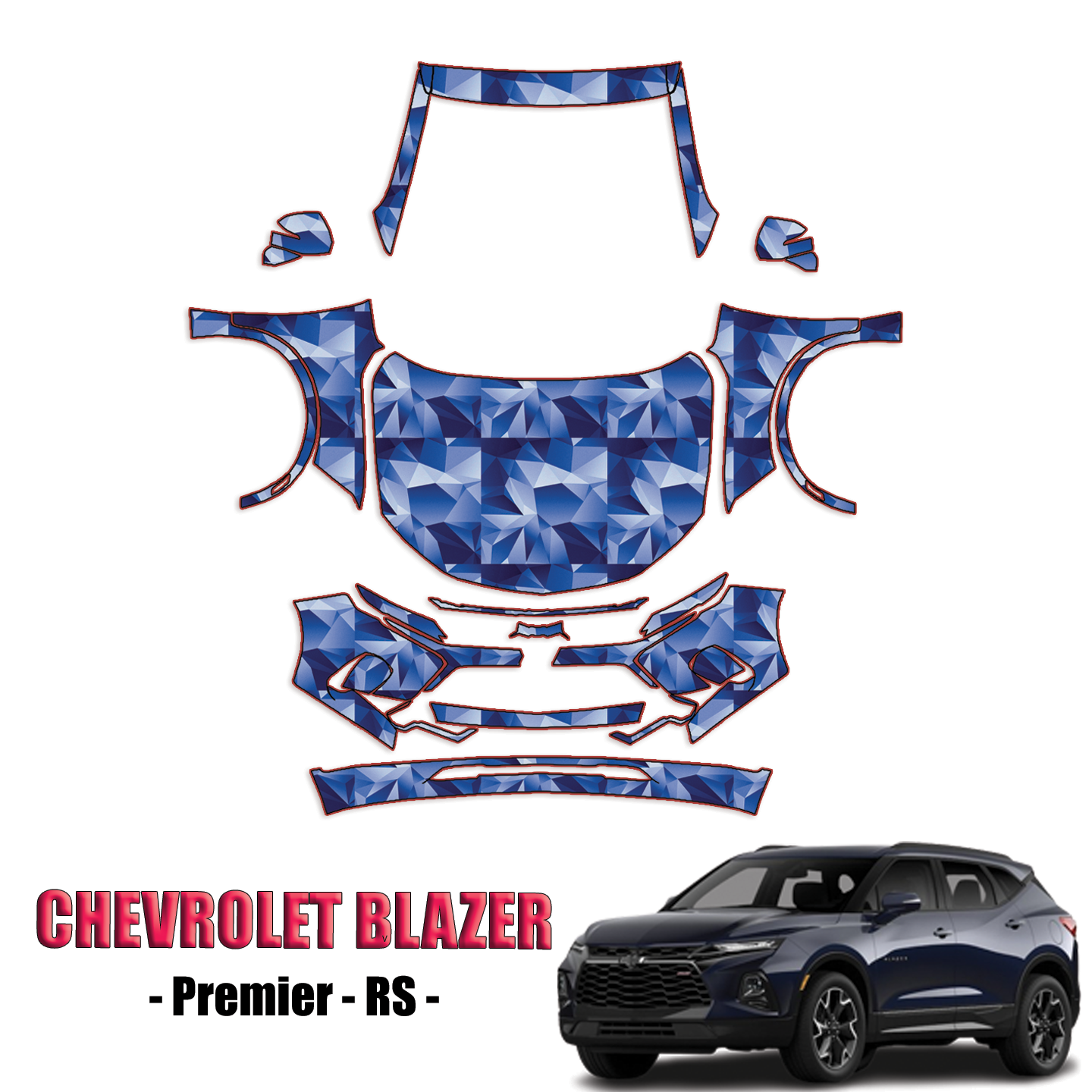 2023-2024 Chevrolet Blazer – Premier, RS Pre Cut Paint Protection Kit – Full Front + A Pillars + Rooftop