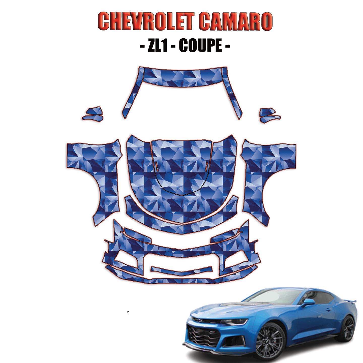 2017-2023 Chevrolet Camaro ZL1 – Coupe Pre Cut Paint Protection Kit – Full Front + A Pillars + Rooftop