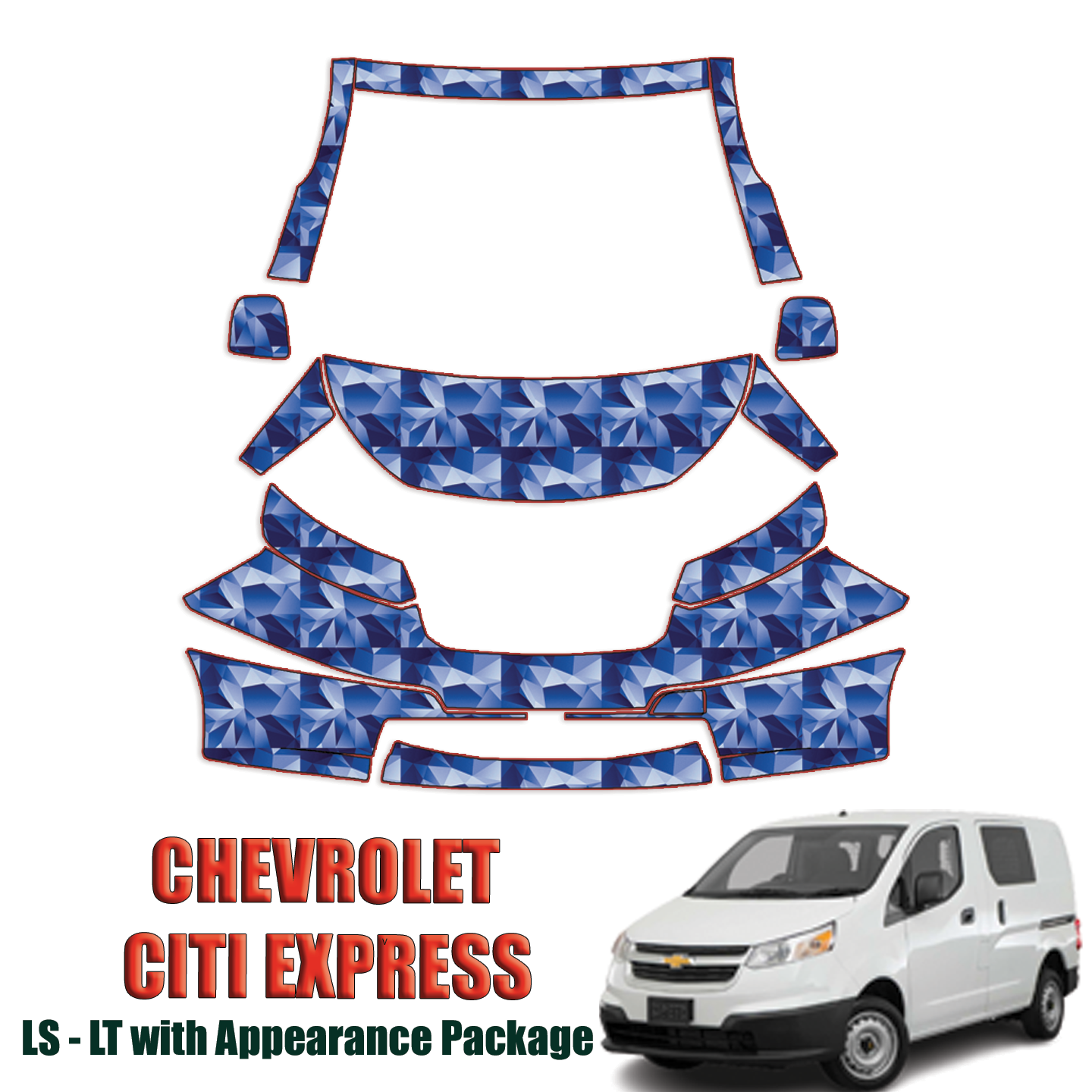2015-2023 Chevrolet City Express – LS, LT with Appearance Package Precut Paint Protection Kit – Partial Front