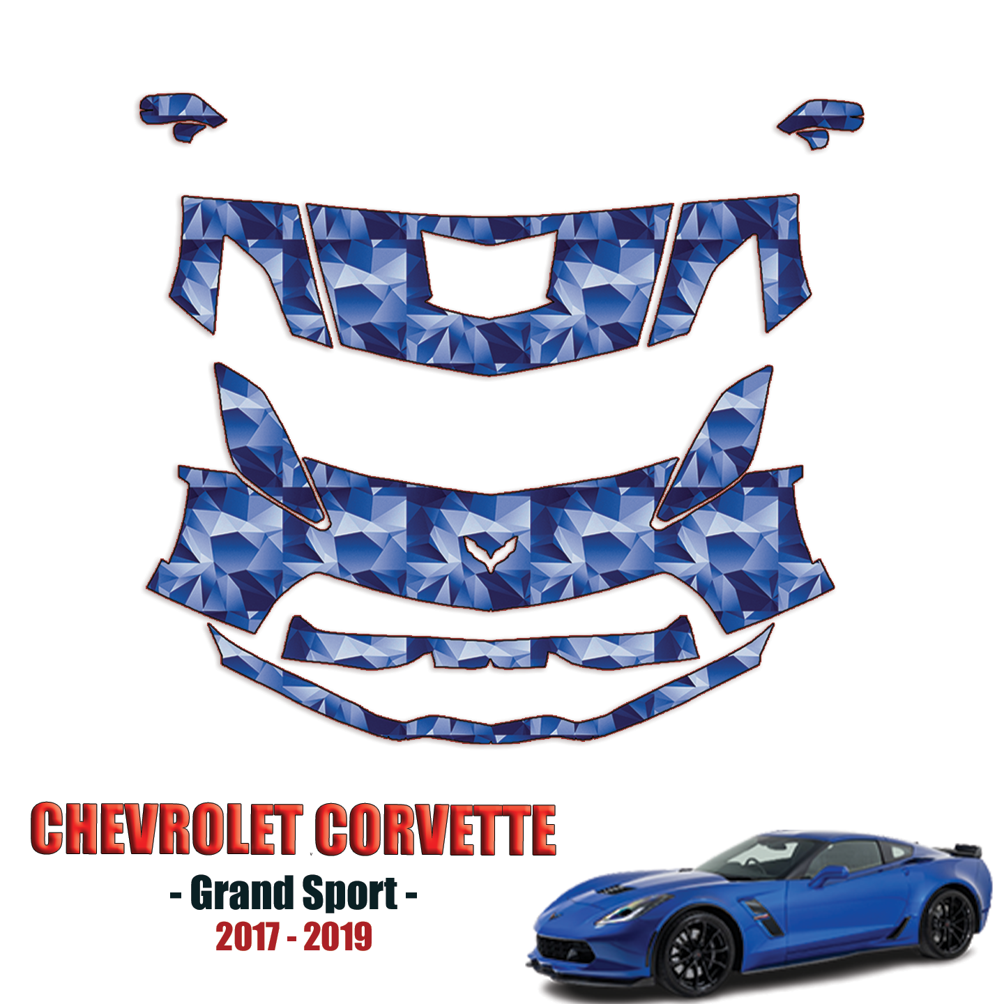 2017-2019 Chevrolet Corvette – Grand Sport Precut Paint Protection Kit – Partial Front