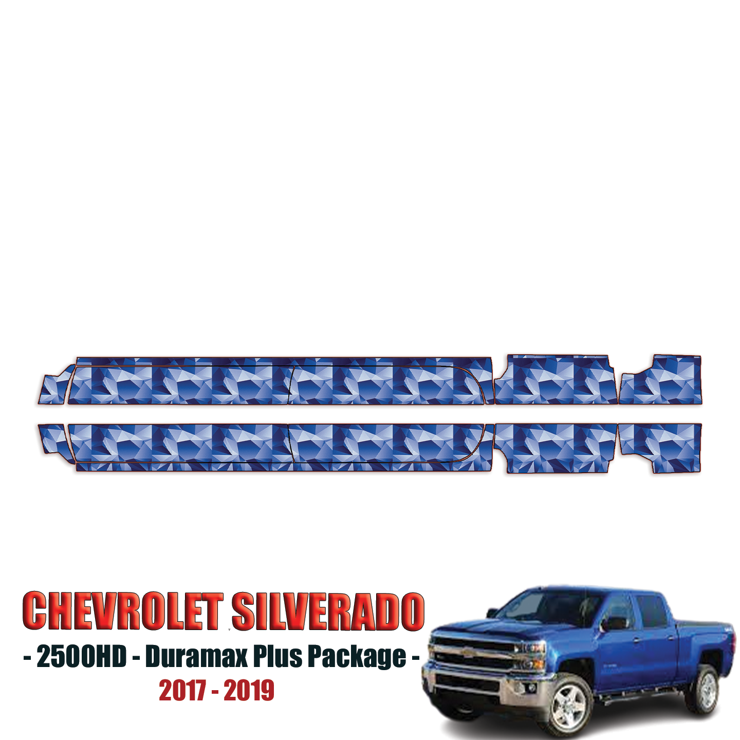 2017-2019 Chevrolet Silverado 2500HD – Duramax Plus Package Precut Paint Protection Kit – Rocker Panels