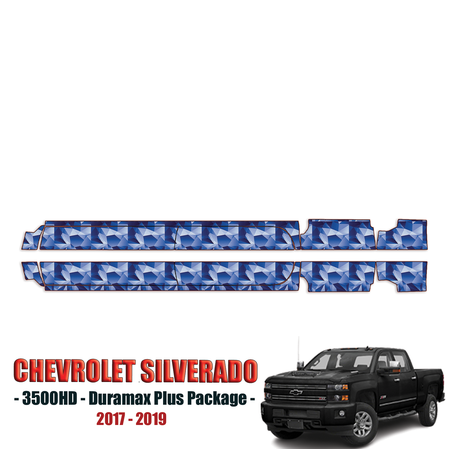 2017-2019 Chevrolet Silverado 3500HD – Duramax Plus Package Precut Paint Protection Kit – Rocker Panels
