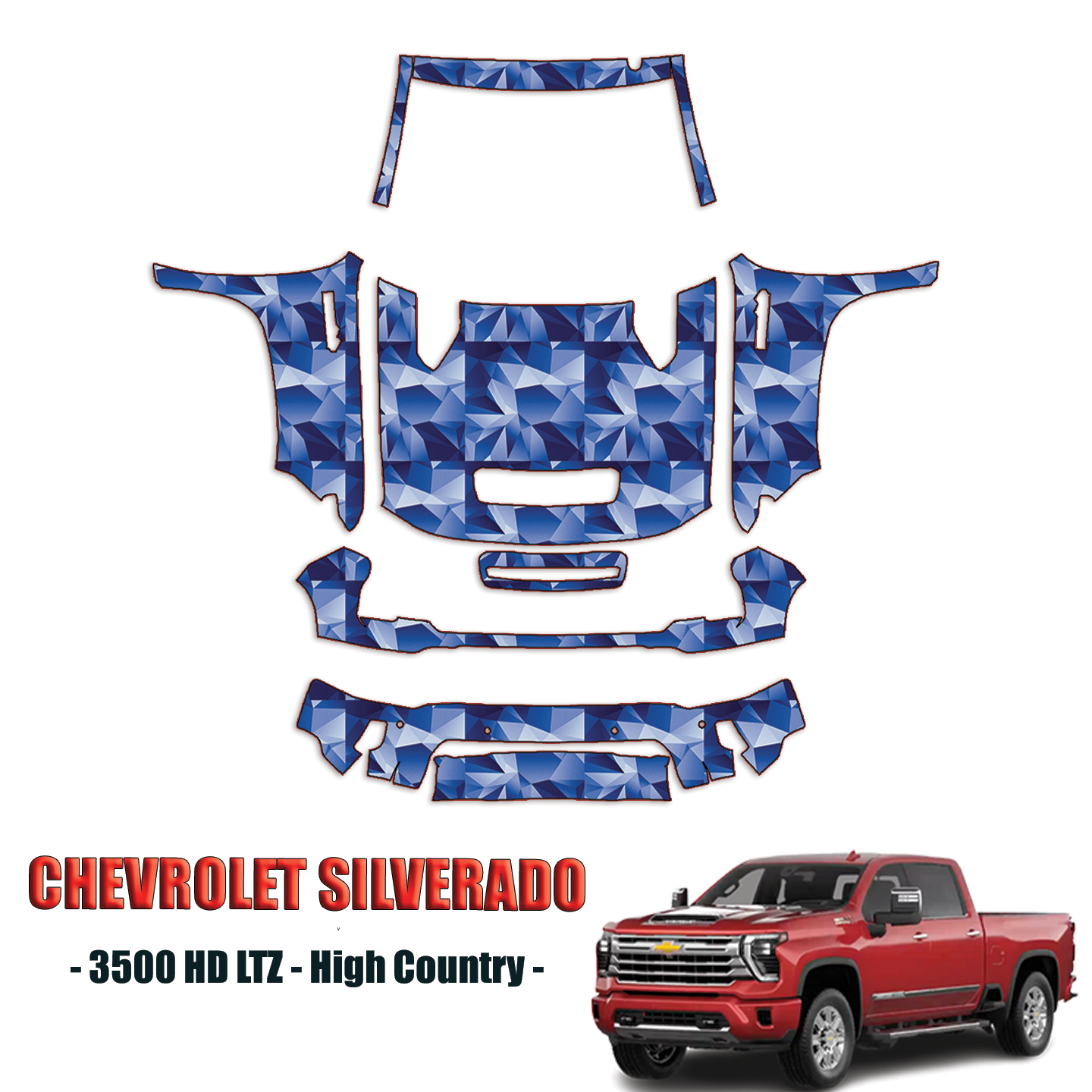 2024-2025 Chevrolet Silverado 3500HD LTZ, High Country Precut Paint Protection Kit – Full Front