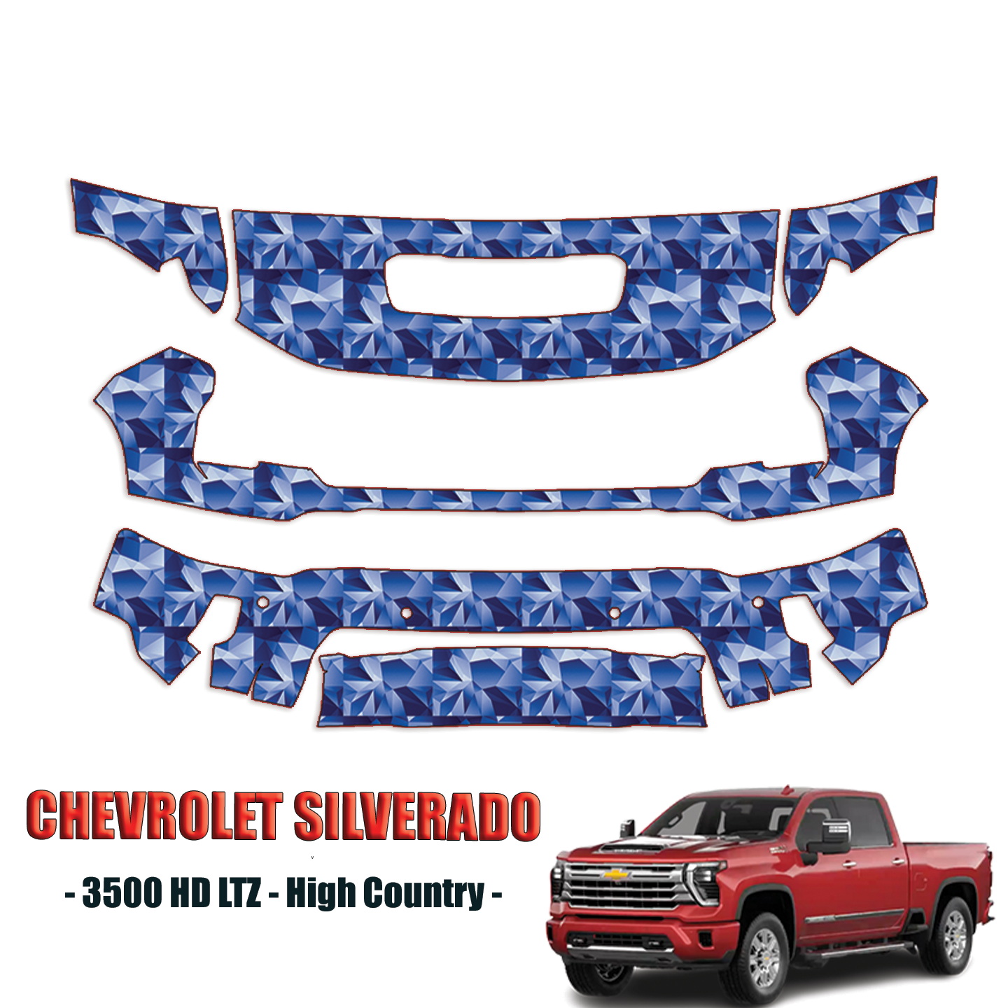 2024-2025 Chevrolet Silverado 3500HD LTZ, High Country Precut Paint Protection PPF Kit – Partial Front