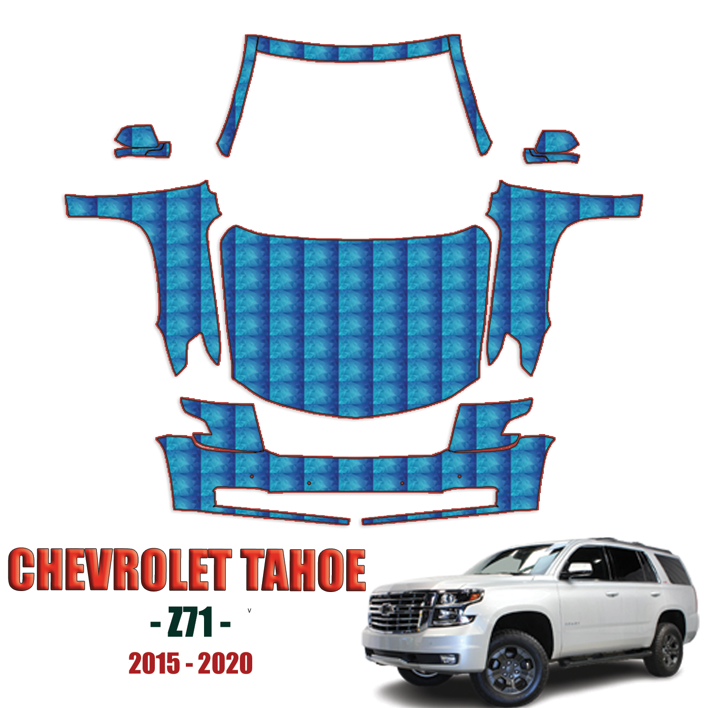 2015-2020 Chevrolet Tahoe Z71 Precut Paint Protection Kit – Full Front + A Pillars + Rooftop