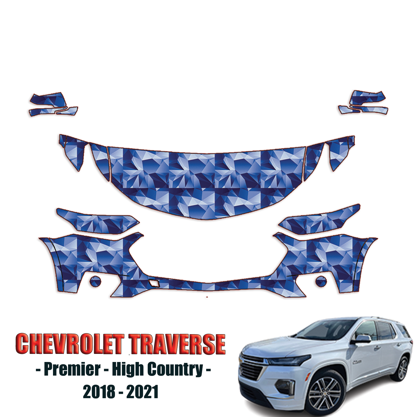 2018-2021 Chevrolet Traverse – Premier, High Country PPF Kit Pre Cut Paint Protection Kit – Partial Front