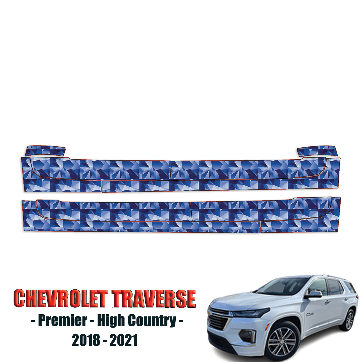 2018-2021 Chevrolet Traverse – Premier, High Country Precut Paint Protection Film – Rocker Panels
