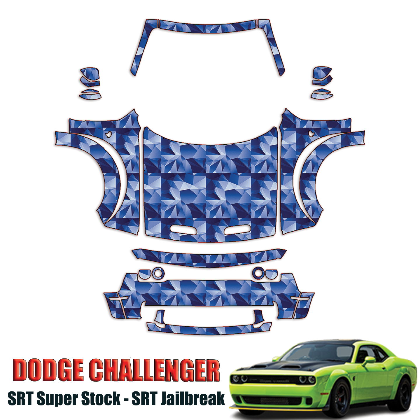 2022-2024 Dodge Challenger Precut Paint Protection PPF Kit – Full Front + A Pillars + Rooftop