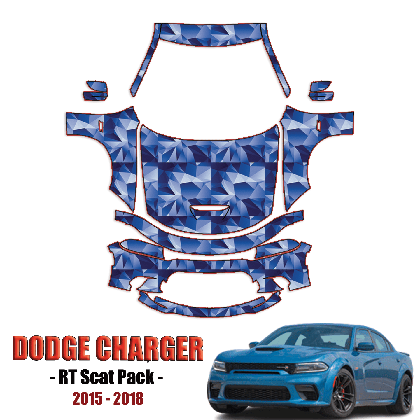 2015-2018 Dodge Charger RT Scat Pack Precut Paint Protection Kit – Full Front + A Pillars + Rooftop