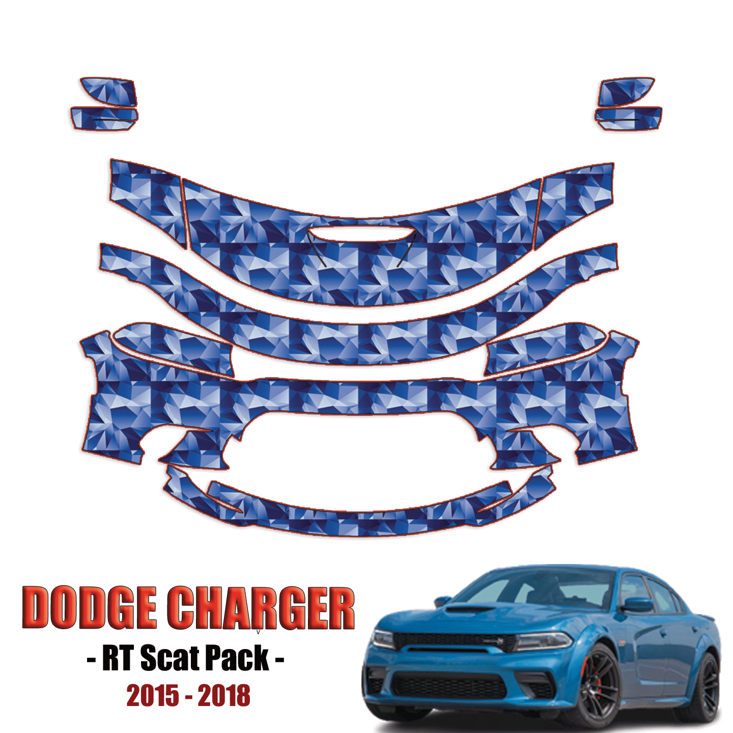 2015-2018 Dodge Charger RT Scat Pack Precut Paint Protection Kit – Partial Front