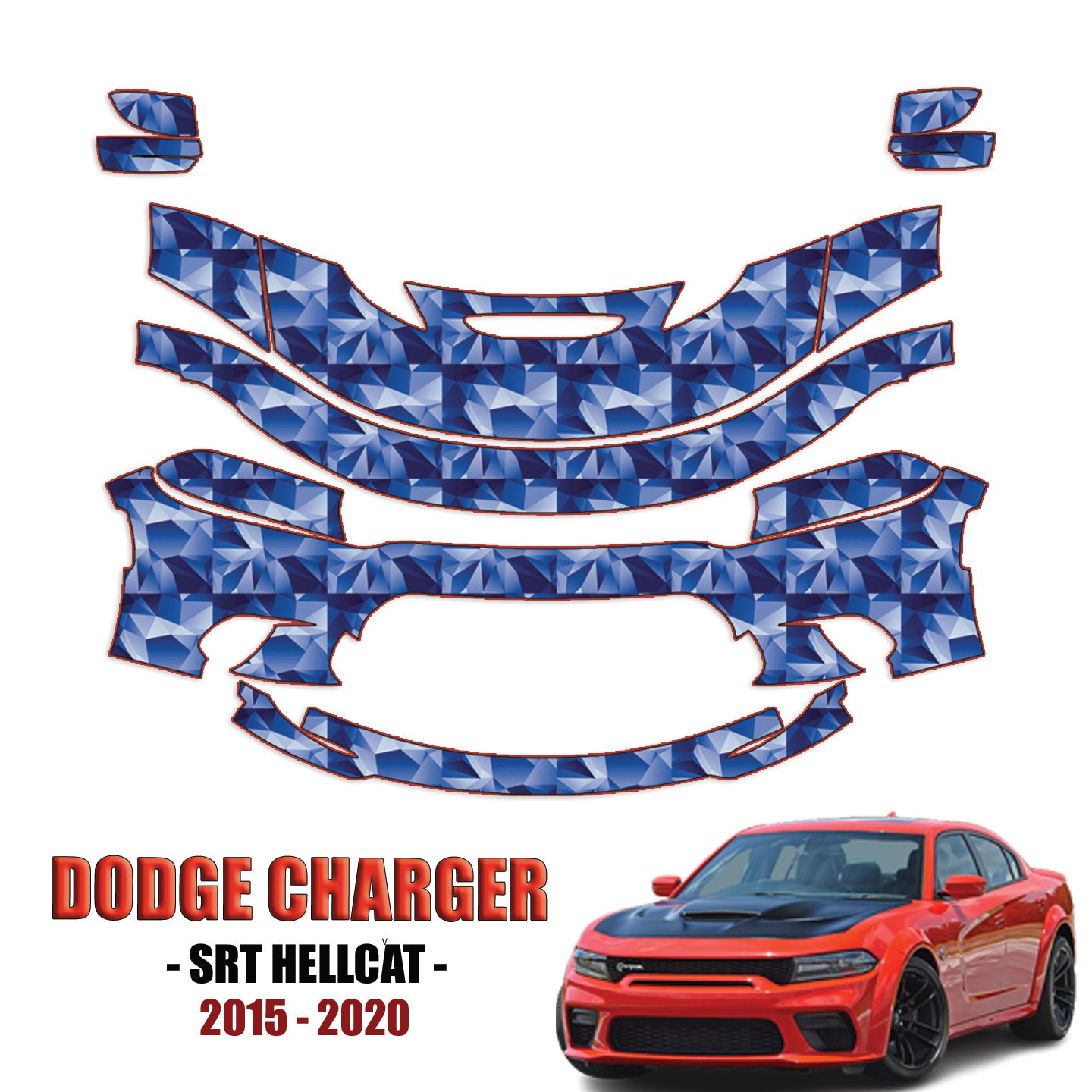 2015-2020 Dodge Charger SRT Hellcat – Precut Paint Protection Kit (PPF) – Partial Front