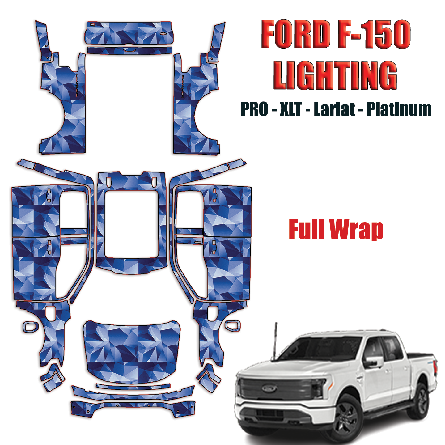 2022-2024 Ford F-150 Lighting – PRO, XLT, Lariat, Platinum Precut Paint Protection Kit – FULL WRAP VEHICLE