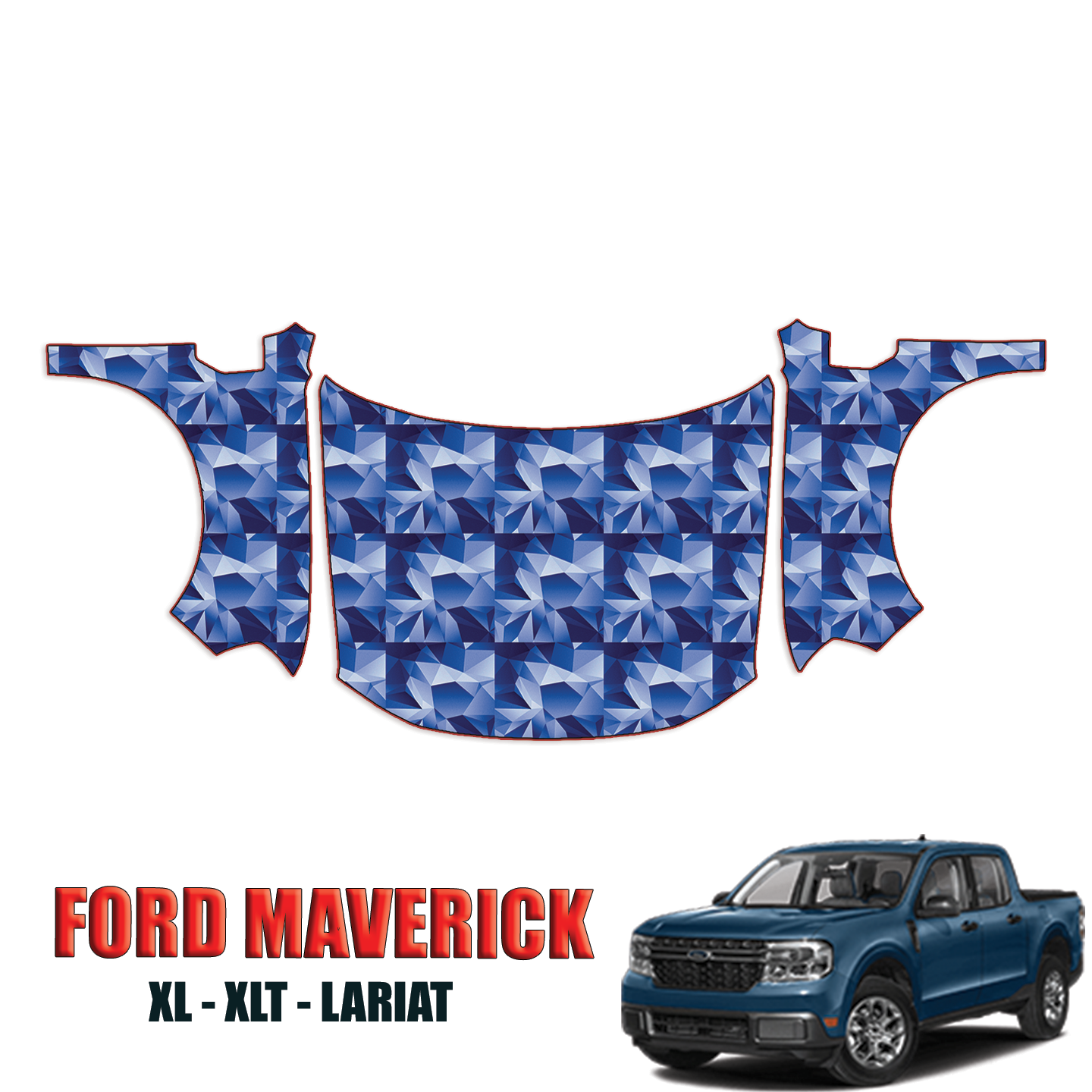 2022-2024 Ford Maverick – XL – XLT – Lariat Precut Paint Protection Kit-Full Hood + Fenders