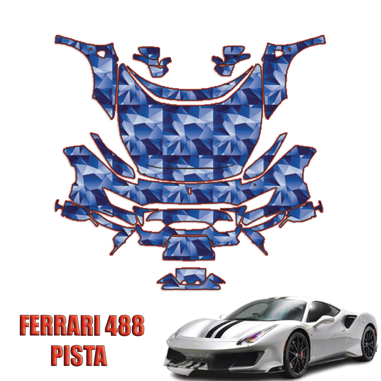 2018-2024 Ferrari 488 Pista Precut Paint Protection Kit – Full Front + A Pillars + Rooftop