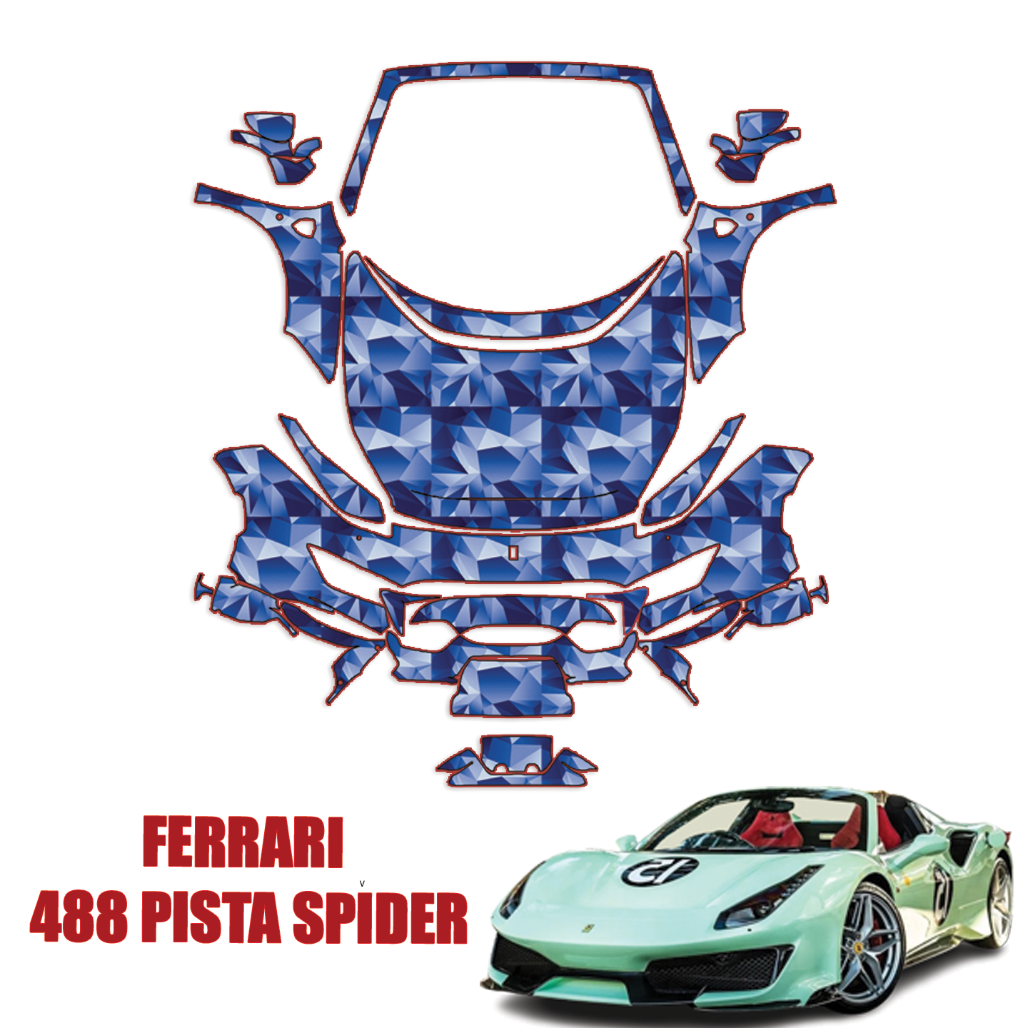 2019-2024 Ferrari 488 Pista Spider Precut Paint Protection Kit – Full Front