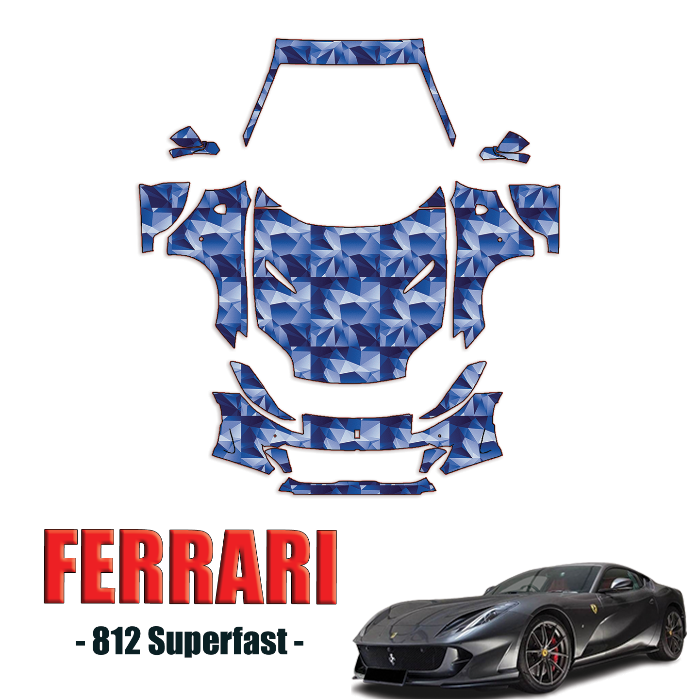 2018-2024 Ferrari 812 Superfast Precut Paint Protection Kit – Full Front + A Pillars + Rooftop