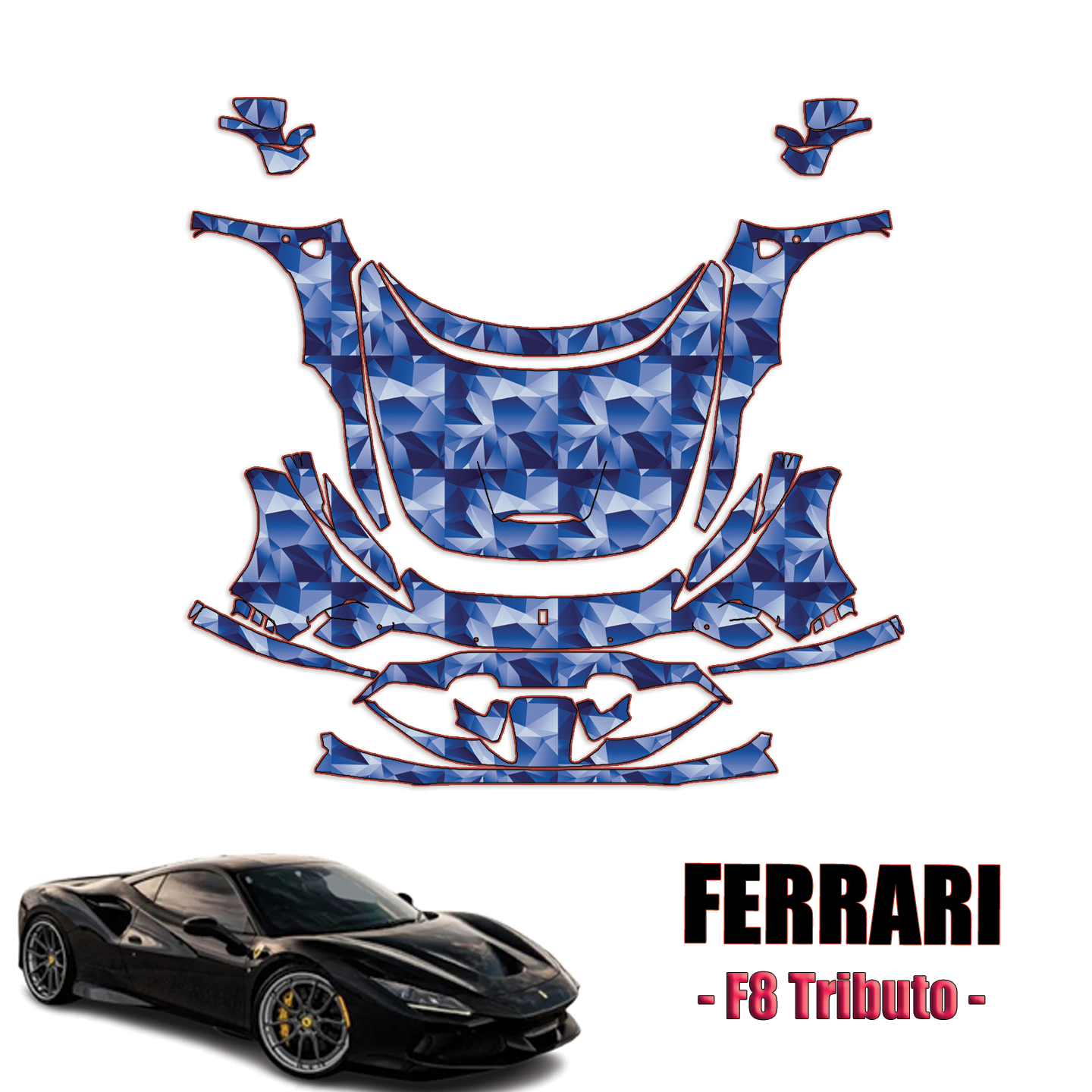 2020-2024 Ferrari F8 Tributo Precut Paint Protection Kit – Full Front + A Pillars + Rooftop