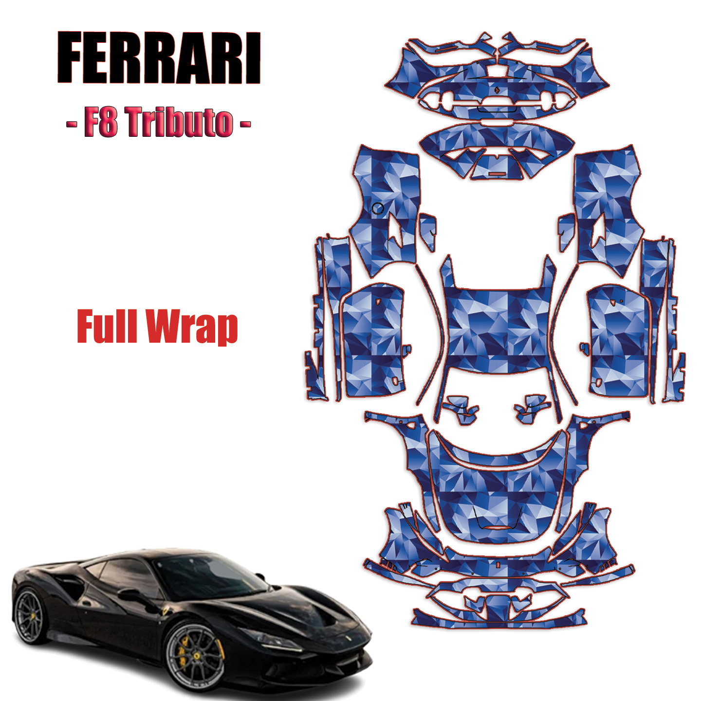 2020 – 2023 Ferrari F8 Tributo Pre Cut Paint Protection Kit – Full Wrap Vehicle