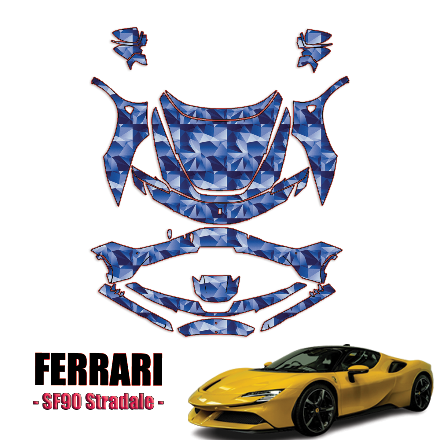 2020-2024 Ferrari – SF90 Stradale Precut Paint Protection Kit – Full Front + A Pillars + Rooftop