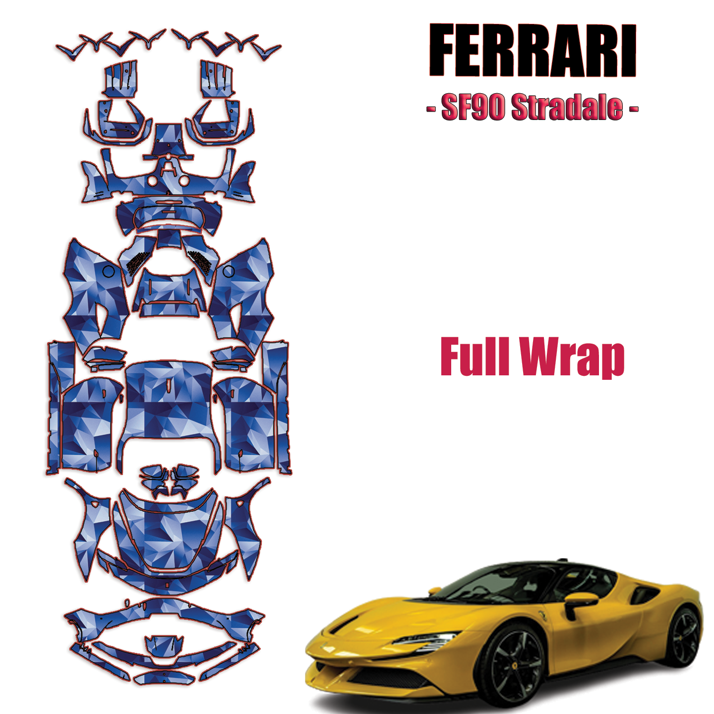 2020 – 2023 Ferrari – SF90 Stradale Pre Cut Paint Protection Kit – Full Wrap Vehicle