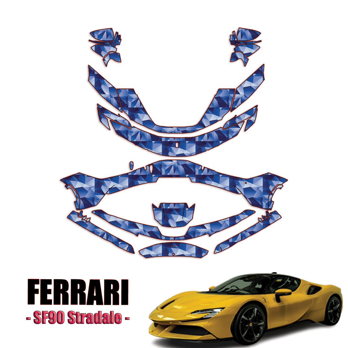 2020-2024 Ferrari – SF90 Stradale Precut Paint Protection Kit – Partial Front