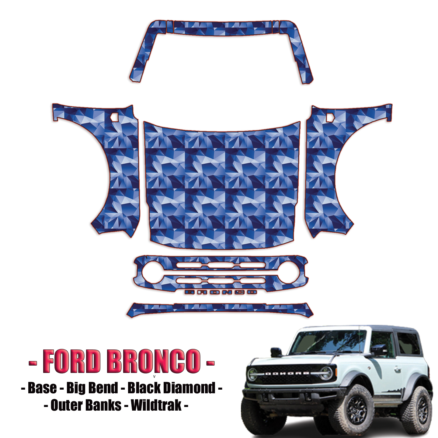 2021-2024 Ford Bronco Precut Paint Protection Kit – Full Front+