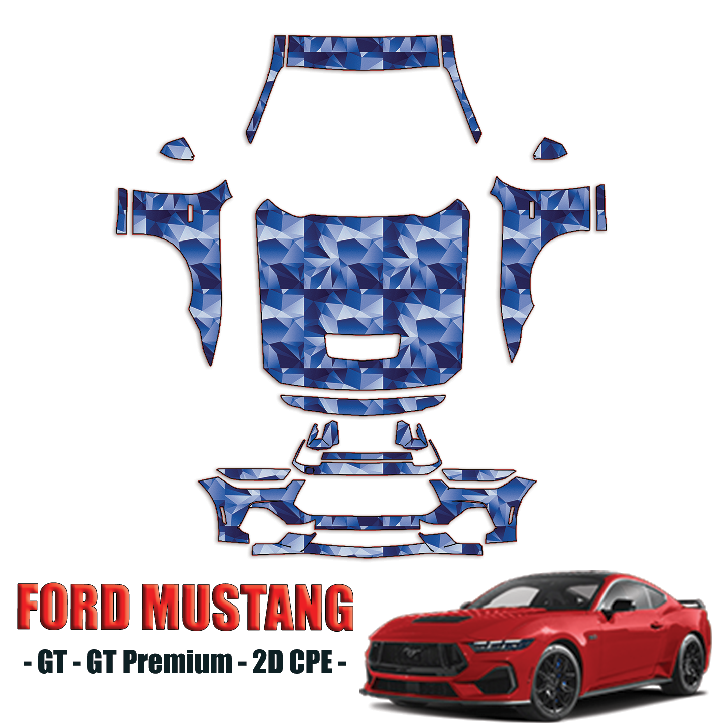 2024-2025 Ford Mustang Precut Paint Protection PPF Kit – Full Front+