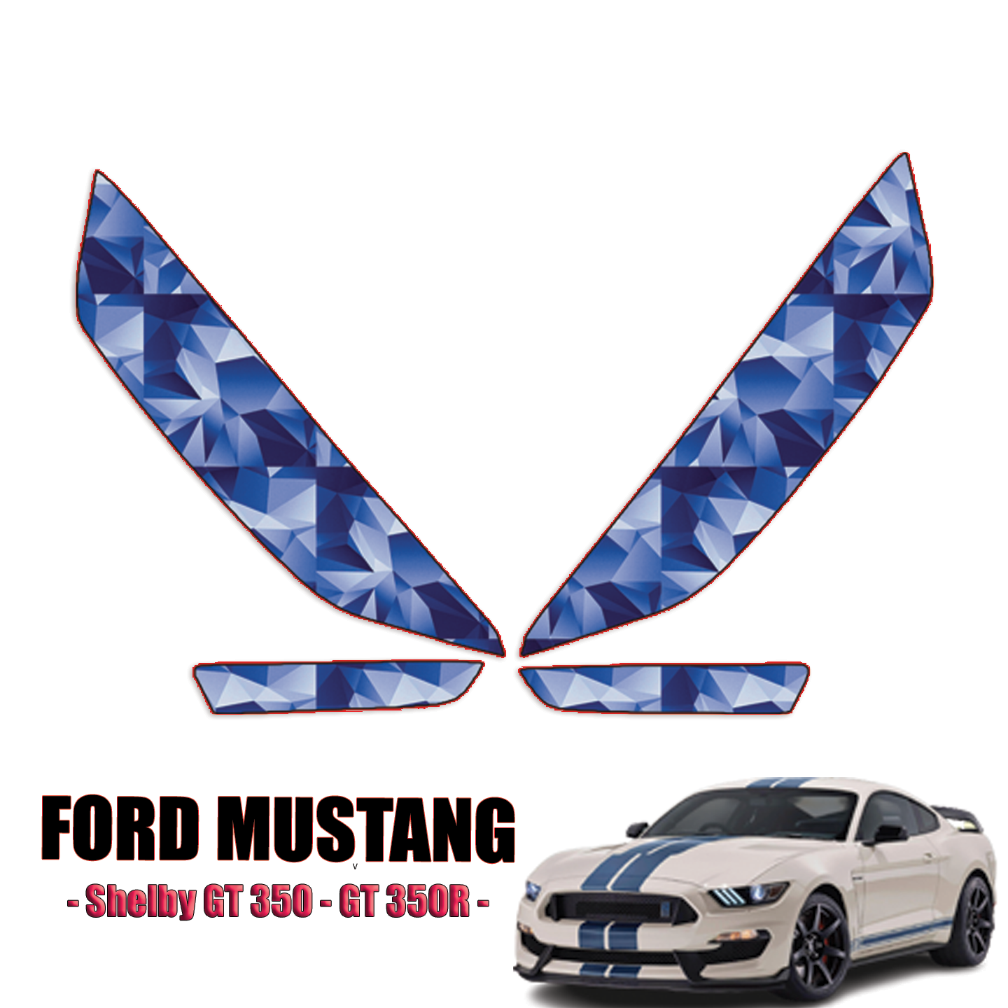 2016-2020 Ford Mustang Shelby GT350 GT350R Precut Paint Protection Kit – Headlights & Fogs