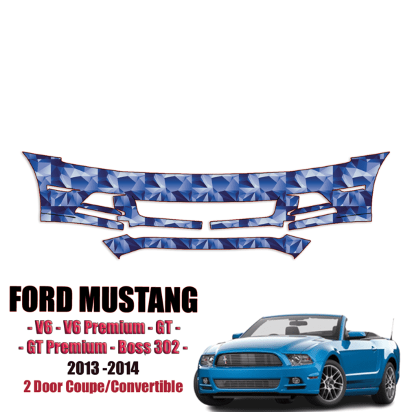 2013-2014 Ford Mustang – V6, V6 Premium, GT, GT Premium, Boss 302 Precut Paint Protection Kit – Front Bumper
