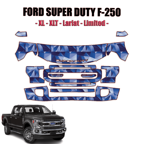 2020 – 2022 Ford F-250 Super Duty – XL, XLT Lariat, Limited Paint Protection Kit – PARTIAL FRONT