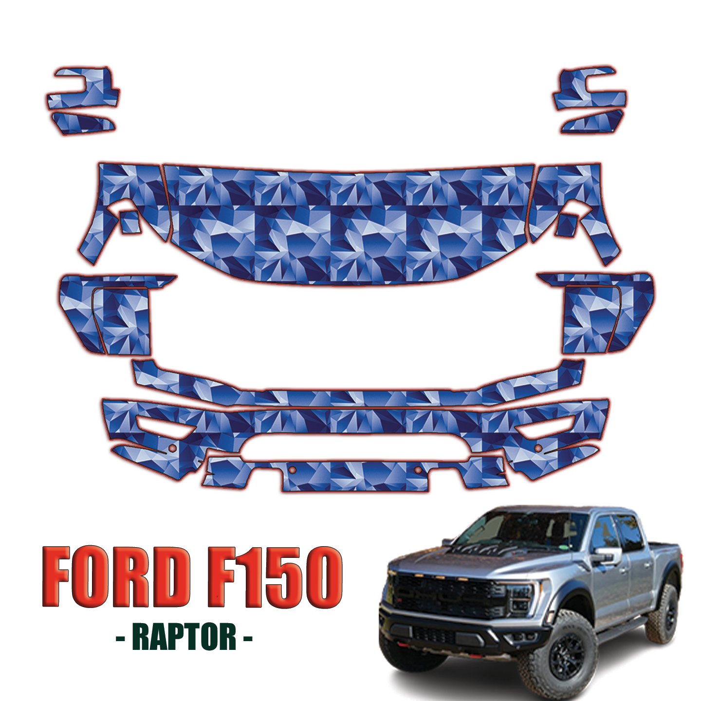 2021-2023 Ford F150 – Raptor Pre Cut Paint Protection Kit – Partial Front