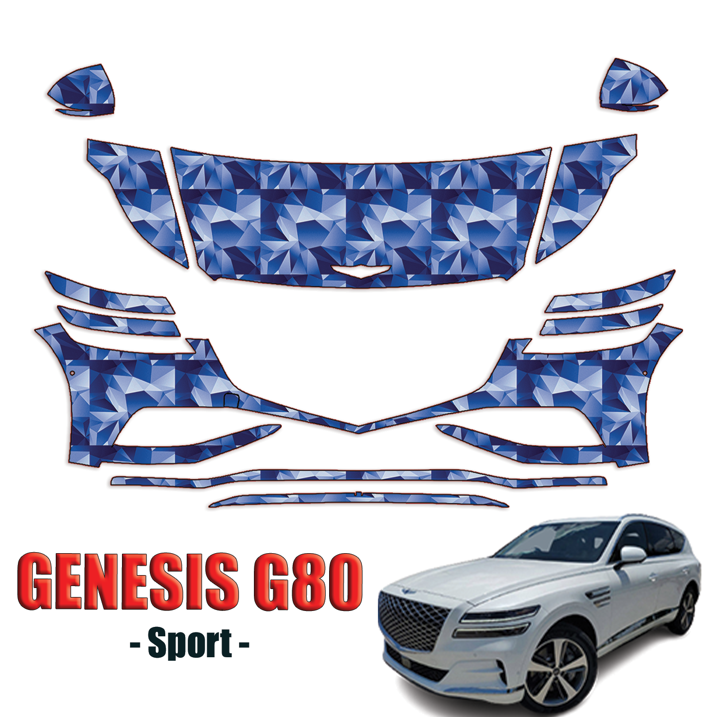 2022-2024 Genesis G80 Sport Precut Paint Protection PPF Kit – Partial Front