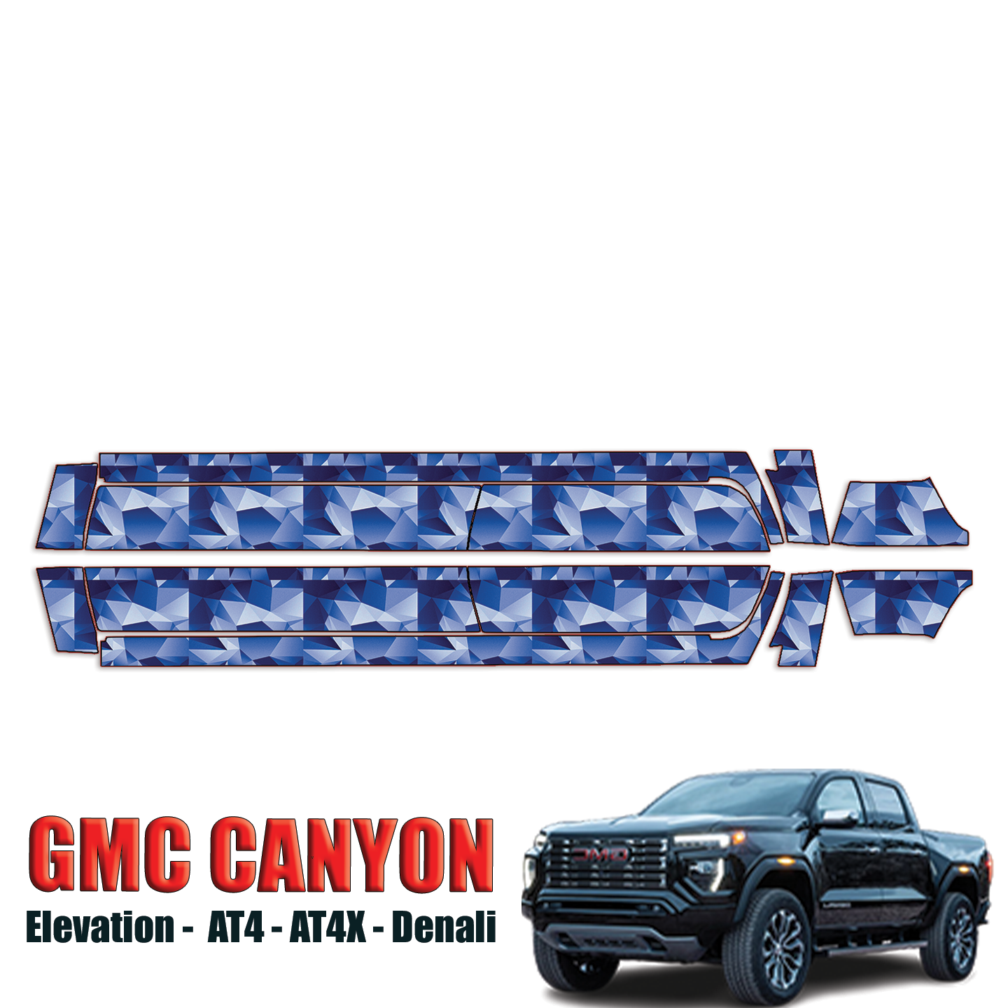 2023-2024 GMC Canyon – Elevation, AT4, AT4X, Denali Precut Paint Protection Kit – Rocker Panels