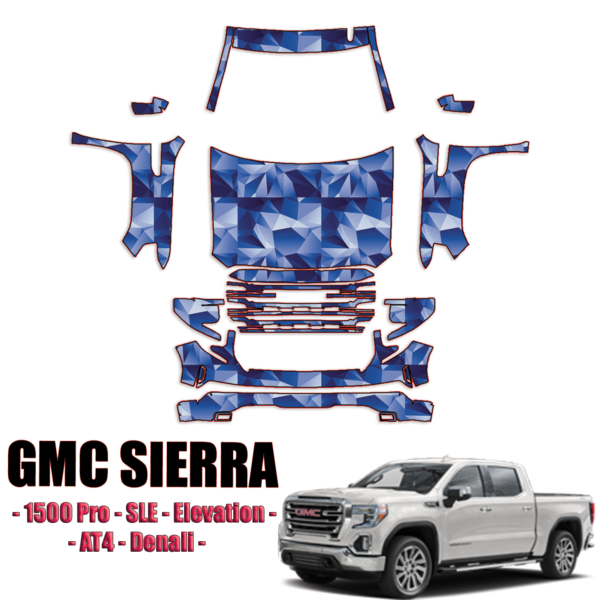 2022-2023 GMC Sierra 1500 Pro, SLE, Elevation, AT4, Denali Pre Cut Paint Protection Kit – Full Front + A Pillars + Rooftop