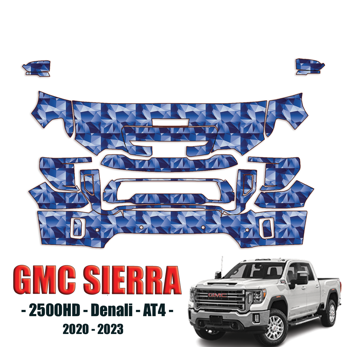 2020-2023 GMC Sierra 2500HD – Denali, AT4 Paint Protection PPF Kit – Partial Front