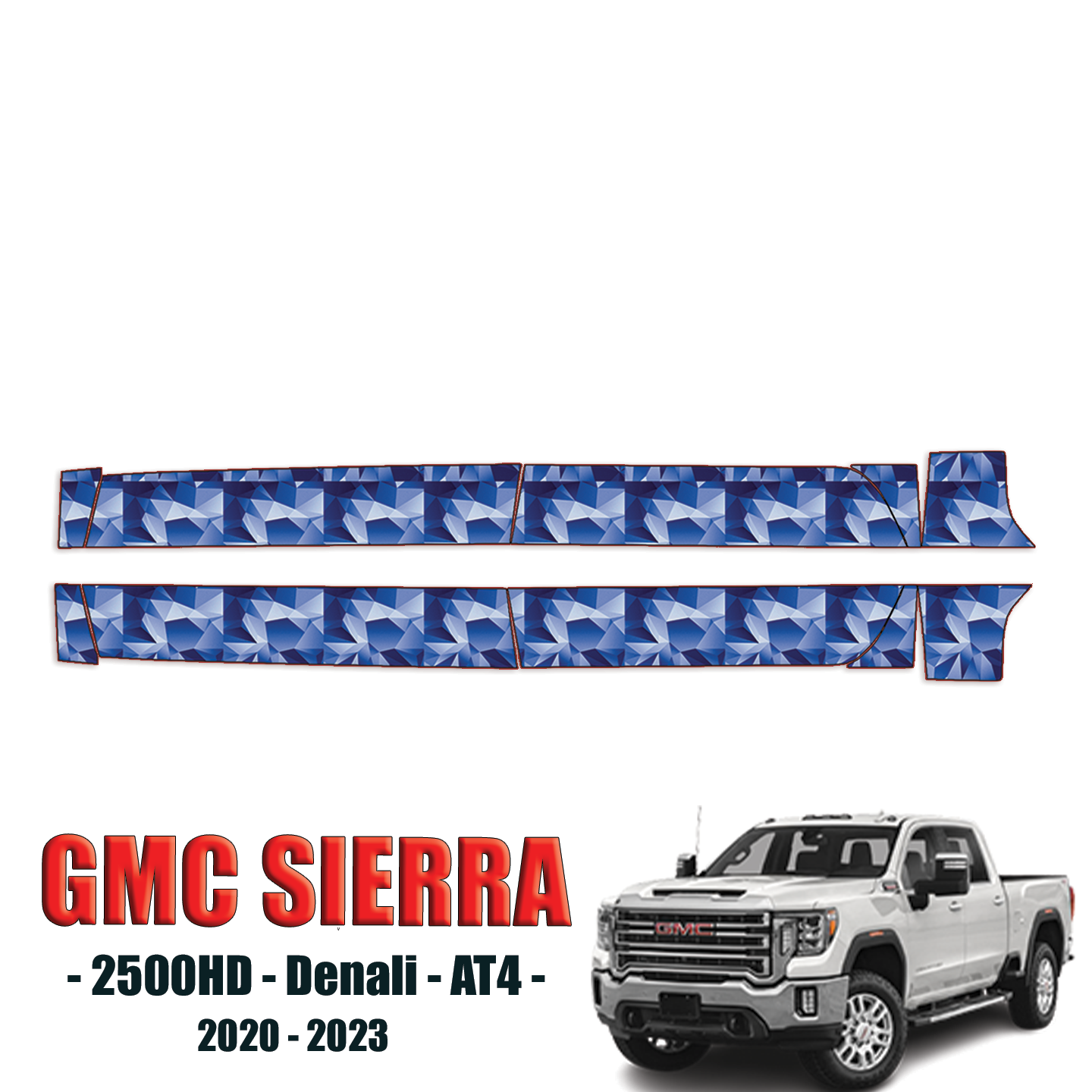 2020-2023 GMC Sierra 2500HD – Denali, AT4 Precut Paint Protection Kit – Rocker Panels