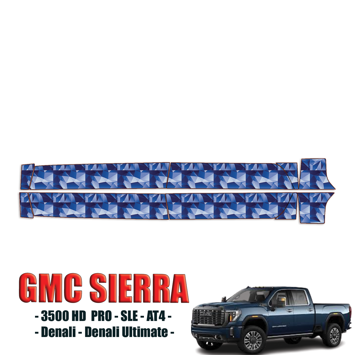 2024-2025 GMC Sierra 2500HD – Pro, SLE, AT4, Denali, Denali Ultimate Precut Paint Protection Kit – Rocker Panels