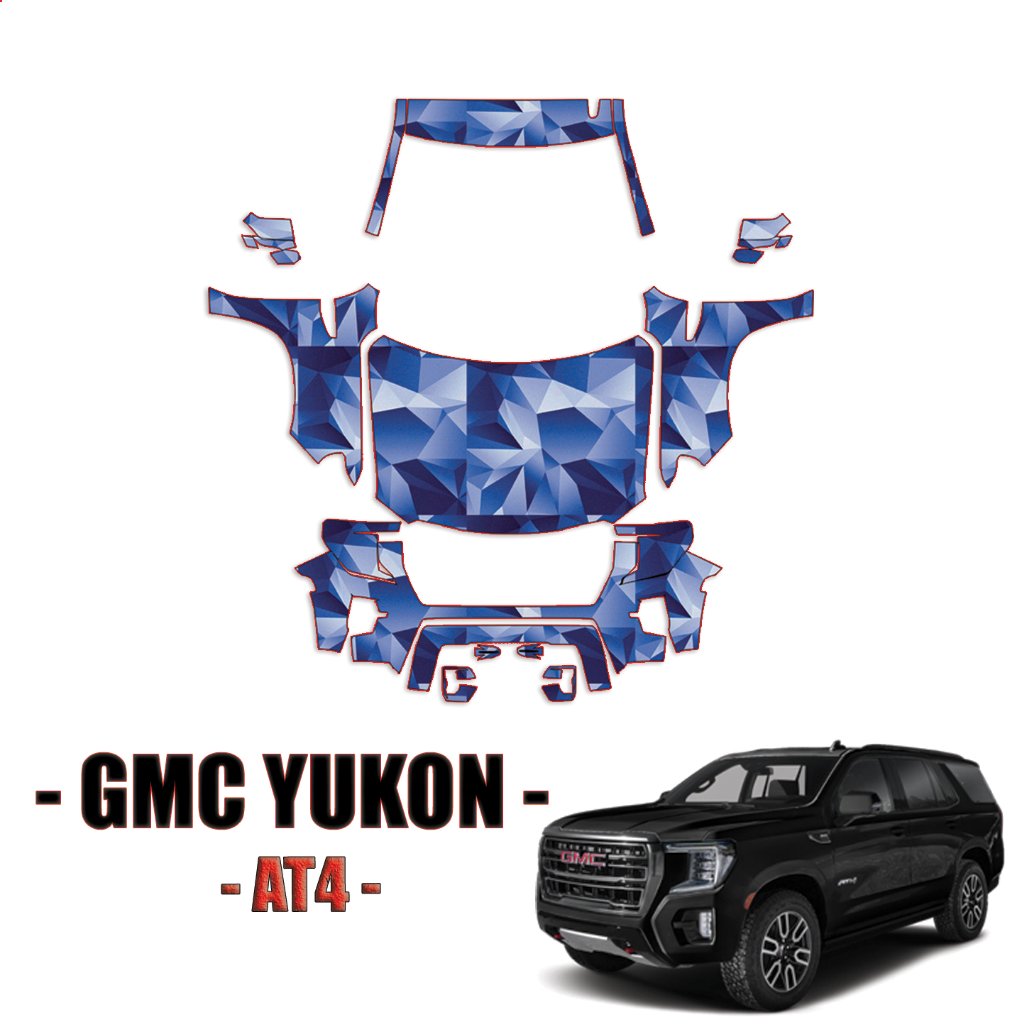 20212024 GMC Yukon AT4 Pre Cut Paint Protection PPF Kit Full Front