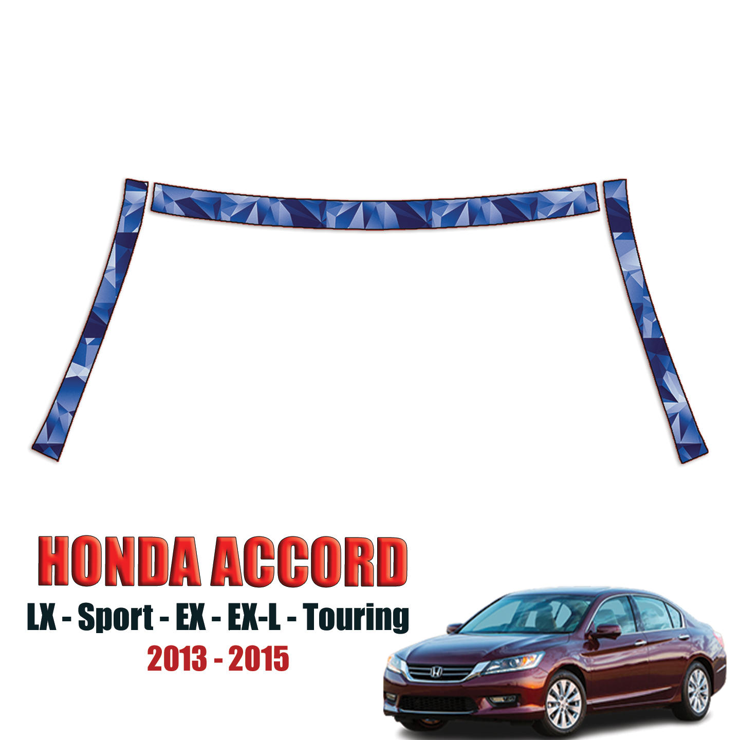 2013-2015 Honda Accord Sedan – LX, Sport, EX, EX-L, Touring Pre Cut Paint Protection Kit – A Pillars + Rooftop